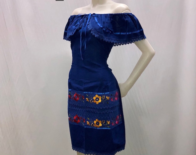 Vestido mexicano, vestido negro bordado, off the shoulders dress, vestido fuera de los hombros, vestido artesanal, vestido típico, 5 de mayo, ENVÍO GRATIS EN ESTADOS UNIDOS