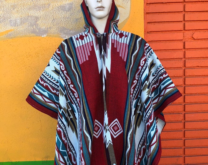 Poncho con capucha, poncho indígena, poncho artesanal, poncho peruano, poncho de lana, poncho de ecuador, navajo, gabán mexicano, gabán, ENVIO GRATIS EN ESTADOS UNIDOS