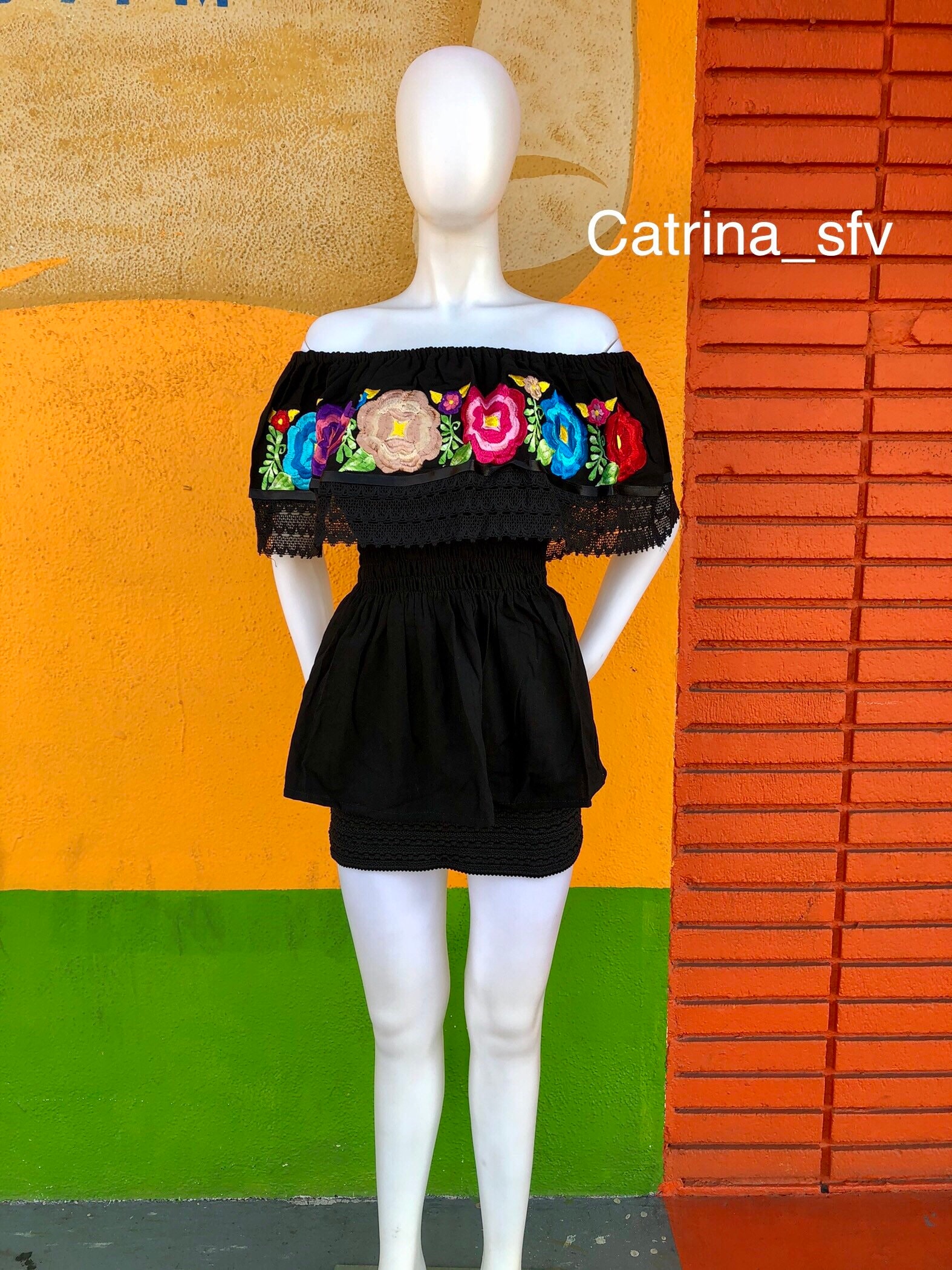 Blusa mexicana blusa campesina blusa artesanal blusa negra