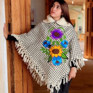 Mexican embroidered morning dress, Mexican poncho, Mexican overcoat, handmade morning dress, Mexican sarape, embroidered overcoat, embroidered morning dress, May 5th