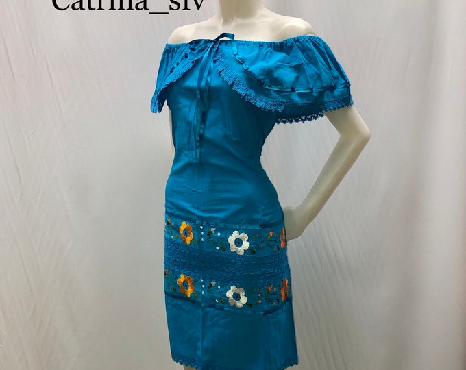 Vestido mexicano, vestido negro bordado, off the shoulders dress, vestido fuera de los hombros, vestido artesanal, vestido típico, 5 de mayo, ENVÍO GRATIS EN ESTADOS UNIDOS