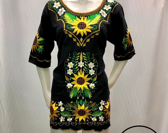 Vestido mexicano kimono ( girasoles) ideal para una fiesta mexicana o cualquier otro evento ENVÍO GRATIS EN ESTADOS UNIDOS