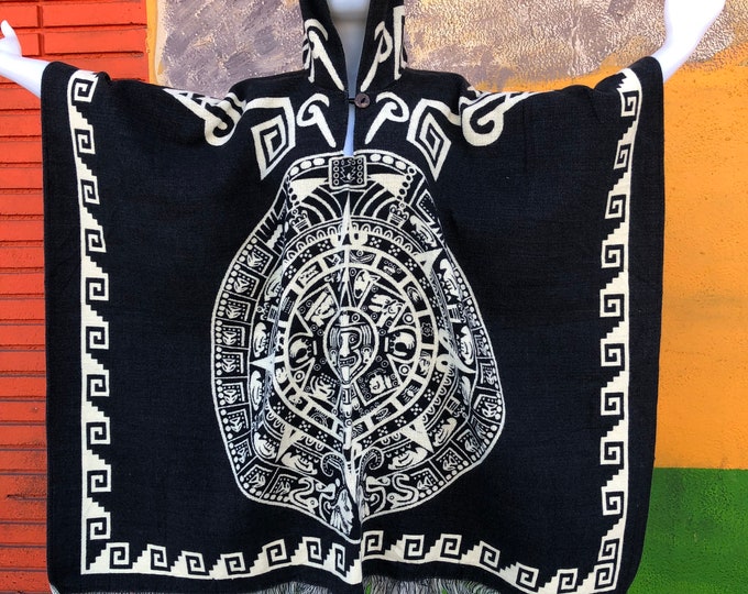 Poncho de calendario azteca, gabán de calendario azteca, sarape con calendario azteca, jorongo calendario azteca, horongo calendario azteca