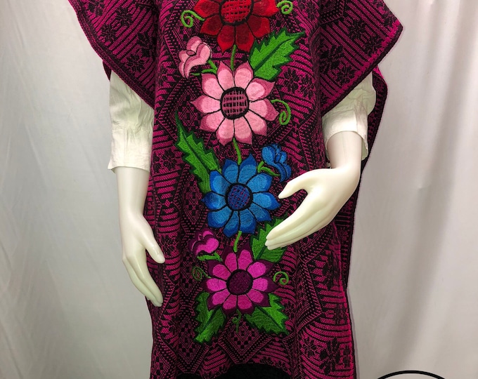 Embroidered coat, embroidered Mexican coat, Mexican poncho, Mexican mañanita, Mexican party, winter 2021, May 5, handmade clothing