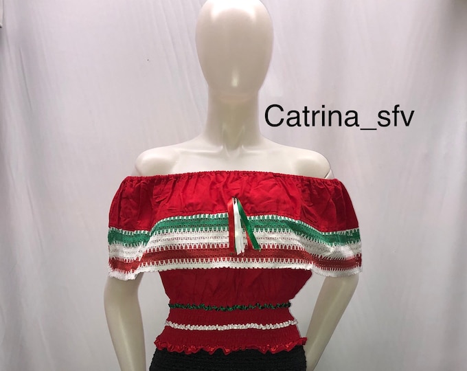 Blusa campesina fuera de los hombros blusa mexicana, perfecta para una fiesta mexicana o cualquier evento nacional ENVÍO GRATIS EN ESTADOS UNIDOS