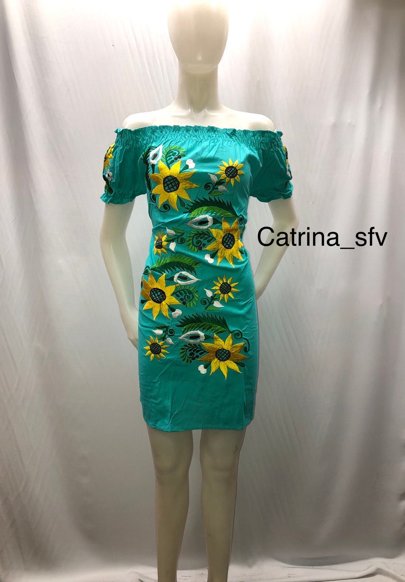 Mexican dress handmade dress sunflower dress off the Etsy