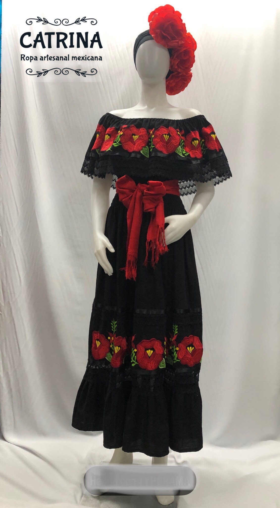 Vestido mexicano catrina, vestido mexicano bordado , día de los muertos,  vestido de Frida, off the shoulder dress, mexican fiesta, 5 de mayo, ENVIO  GRATIS EN ESTADOS UNIDOS