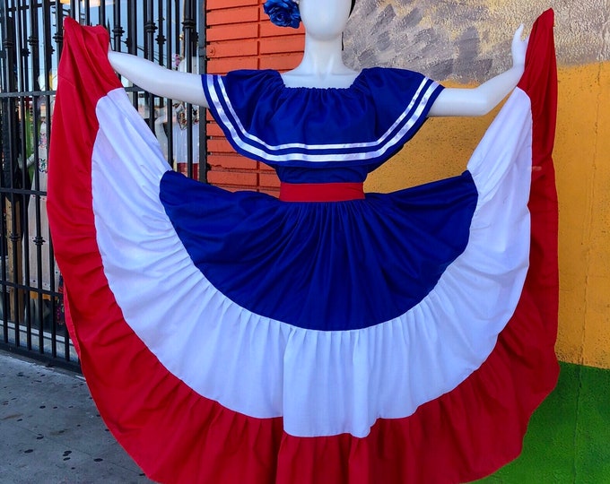 DOMINICAN REPUBLIC DRESS, Puerto Rico dress, Costa Rica dress, Caribbean dress, Boricua dress, chile dress, paraguay dress, Panama dress,