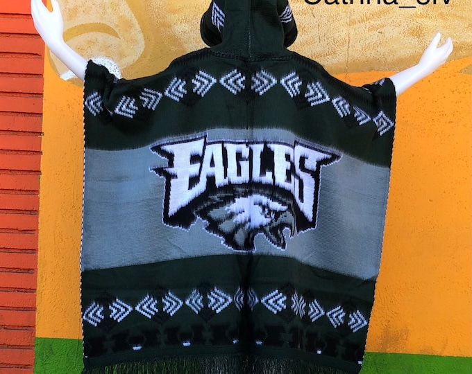 Eagles Philadelphia, equipo de fútbol americano poncho artesanal perfecto para la temporada del invierno el poncho es uní sex, uní talla