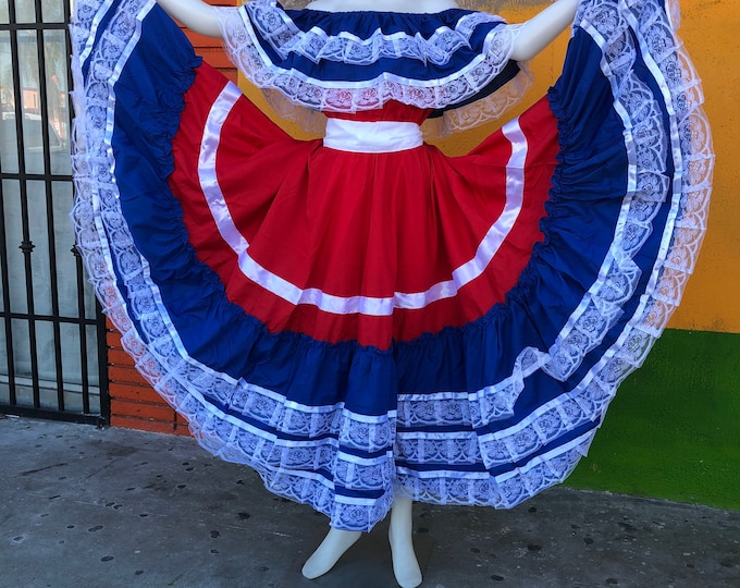 Vestido caribeño, Vestido de República Dominicana, vestido de Costa Rica, vestido d Puerto Rico, vestido de Estados Unidos, vestido de chile