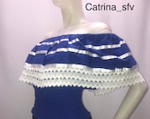 King blue blouse, off the shoulders, El Salvador blouse, honduran blouse, Nicaraguan blouse, perfect for country parties