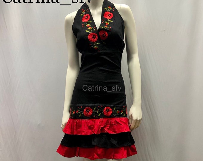 Vestido mexicano, vestido negro bordado, off the shoulders dress, vestido fuera de los hombros, vestido artesanal, vestido típico, 5 de mayo, ENVIO GRATIS EN ESTADOS UNIDOS