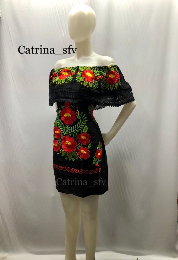MEXICAN DRESS off the Shoulders Dress Embroidered Black Dress off the Shoulders Dress the Perfect Dress for a Mexican Party 5 De Mayo Etsy Canada