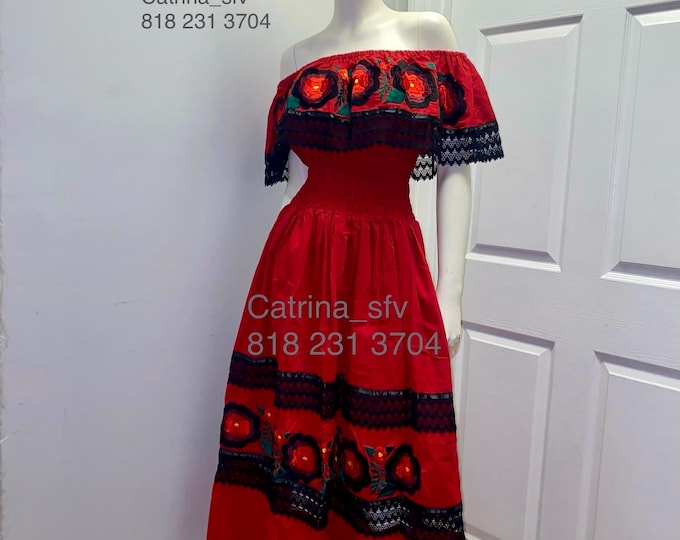 CATRINA DRESS, Frida dress, off-the-shoulder dress, handmade dress, Mexican dress, traditional dress, peasant dress, Mexican party