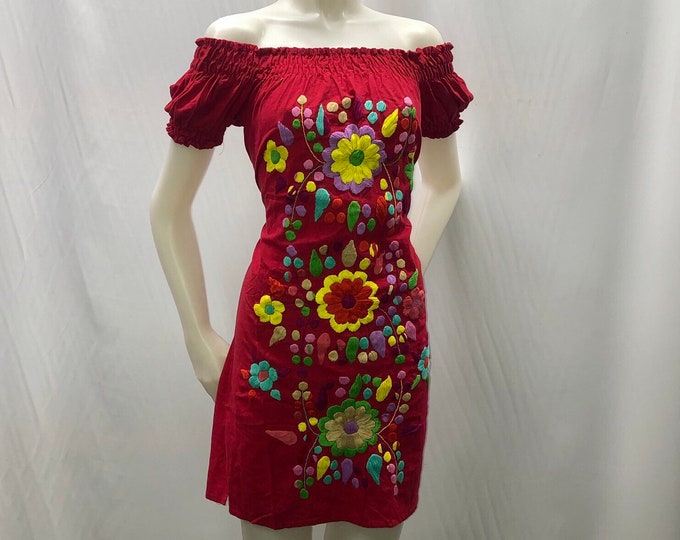 Vestido mexicano, vestido off the shoulders, vestido corto, vestido típico, vestido artesanal, mexican dress, mexican clothing, 5 de mayo, ENVÍO GRATIS EN ESTADOS UNIDOS