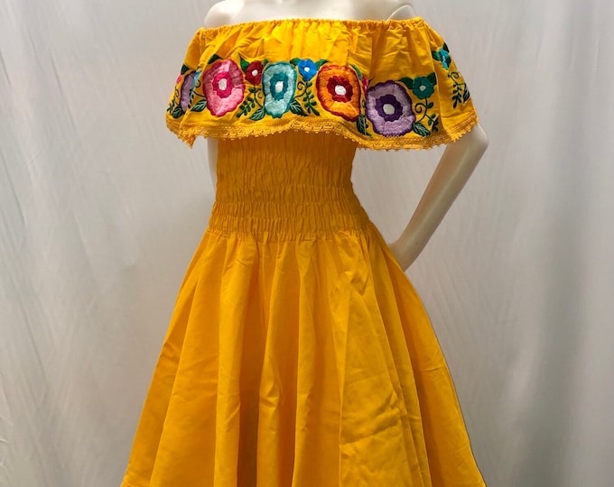 Vestido mexicano, vestido artesanal, vestido típico, vestido bordado, off the shoulders, vestido fuera de los hombros, fiesta mexicana, ENVÍO GRATIS EN ESTADOS UNIDOS