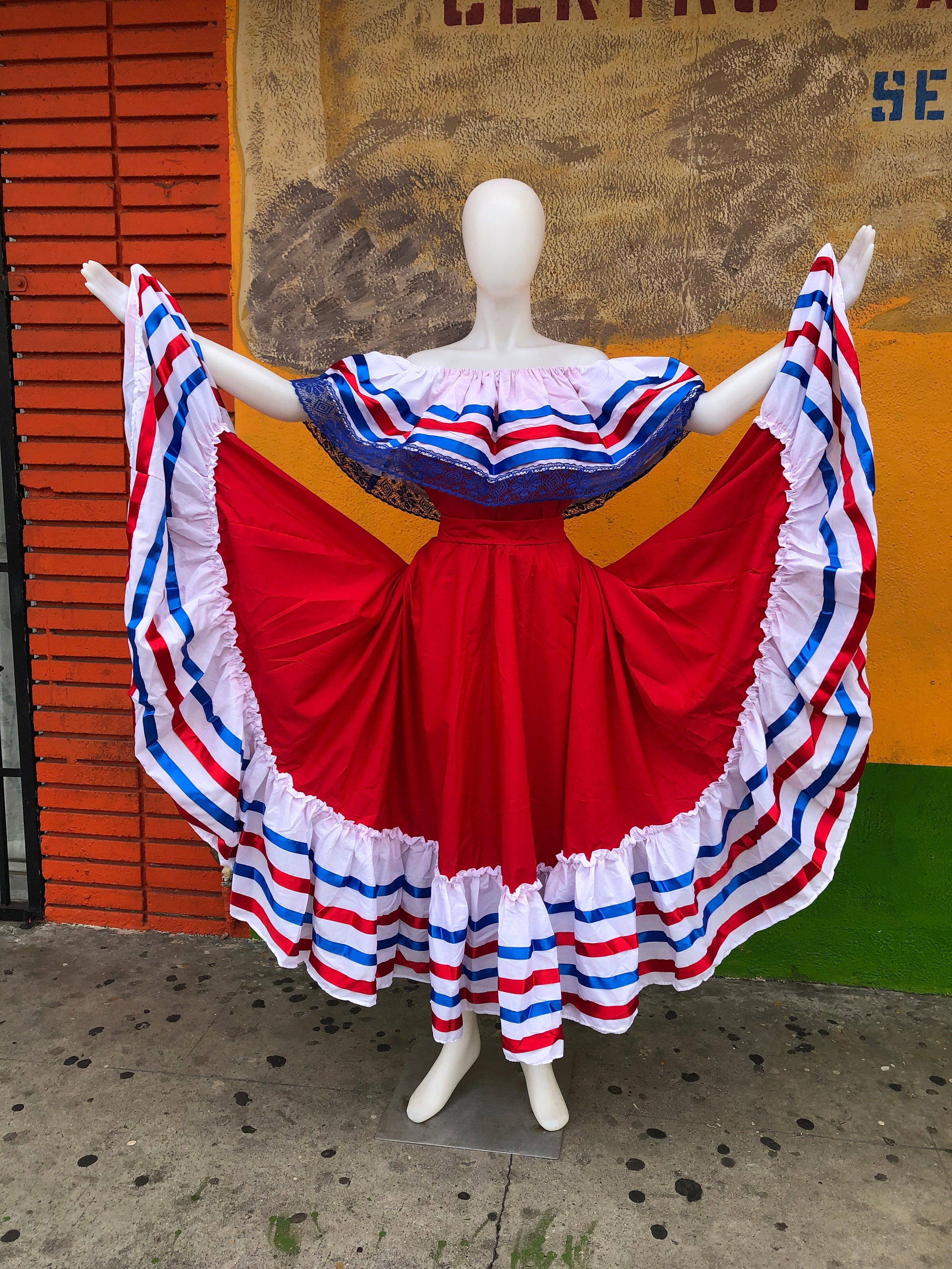 Trajes Típicos De PR 3PC Set - Puerto Rican Jibara Dress - Women's & Kids Sizes