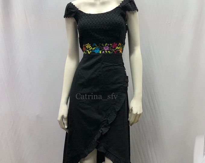 Vestido mexicano, vestido negro bordado, off the shoulders dress, vestido fuera de los hombros, vestido artesanal, vestido típico, 5 de mayo, ENVIO GRATIS EN ESTADOS UNIDOS