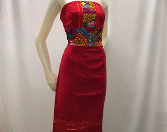 ROBE MEXICAINE, robe mexicaine longue, robe faite à la main, robe brodée, robe typique, robe régionale, robe pour fête mexicaine