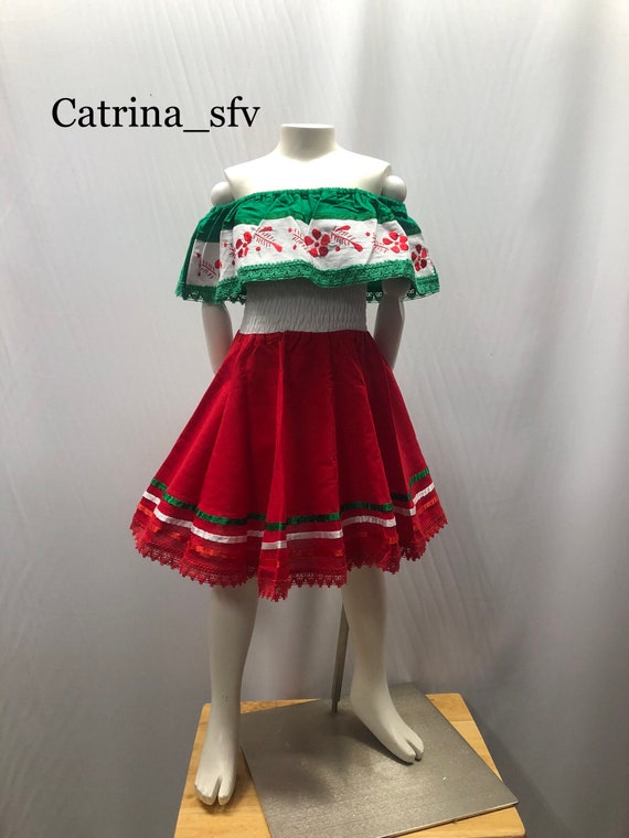 Vestidos Tipicos Vestuario Para 16 De Septiembre Mexican Dress, Tricolor  Dress, Handmade Dress, Typical Dress, Girl's