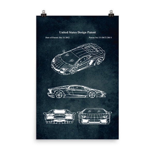 Super Car official patent / Car Blueprint Poster / Vintage Style Home Decor