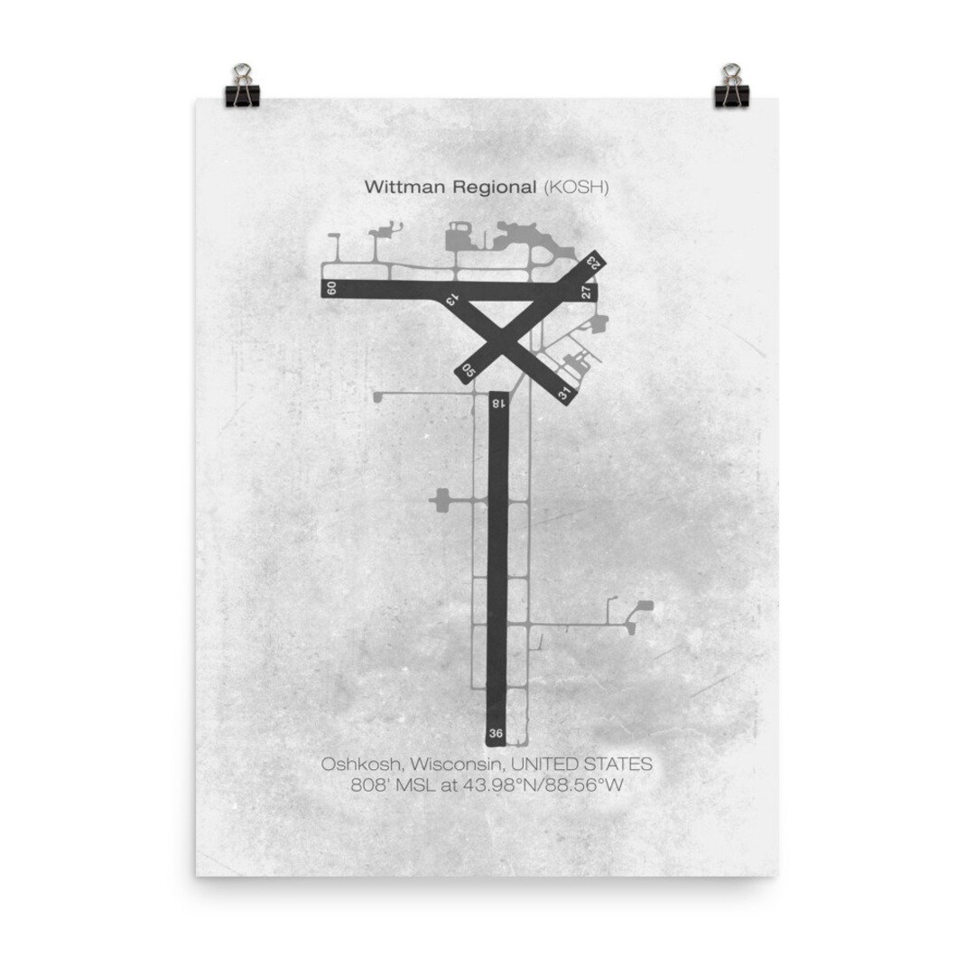 Oshkosh Airport KOSH / Airport Poster / Landing Track Etsy