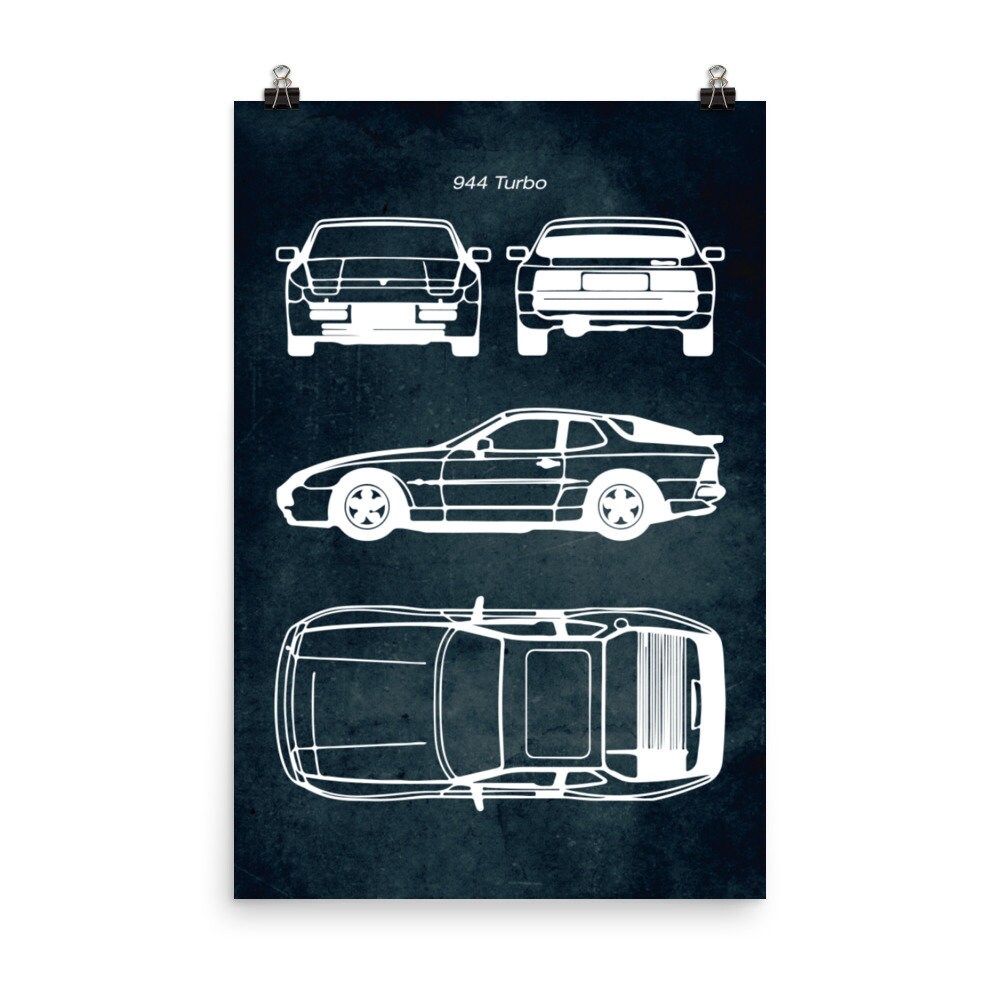 944 Turbo / Poster Blueprint / Vintage Style Etsy