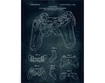 1998 - Controller for a game machine  / Patent Poster Blueprint / Vintage Home Decor / Engineer Office / Gift