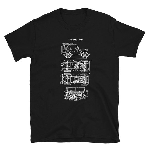 Willys MB 1941 / Car blueprint / Short-Sleeve Unisex T-Shirt