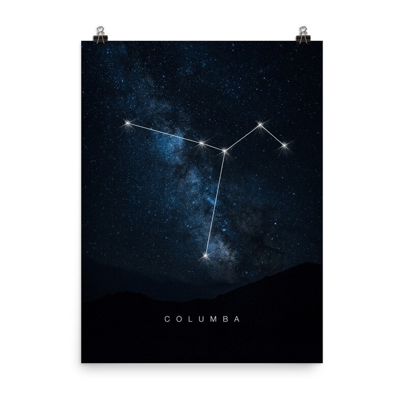 Columba Constellation / Cartel de constelaciones / Decoración de la casa de la constelación / Regalo de los amantes de las estrellas / Constelación de estrellas / Constelación zodiacal imagen 1