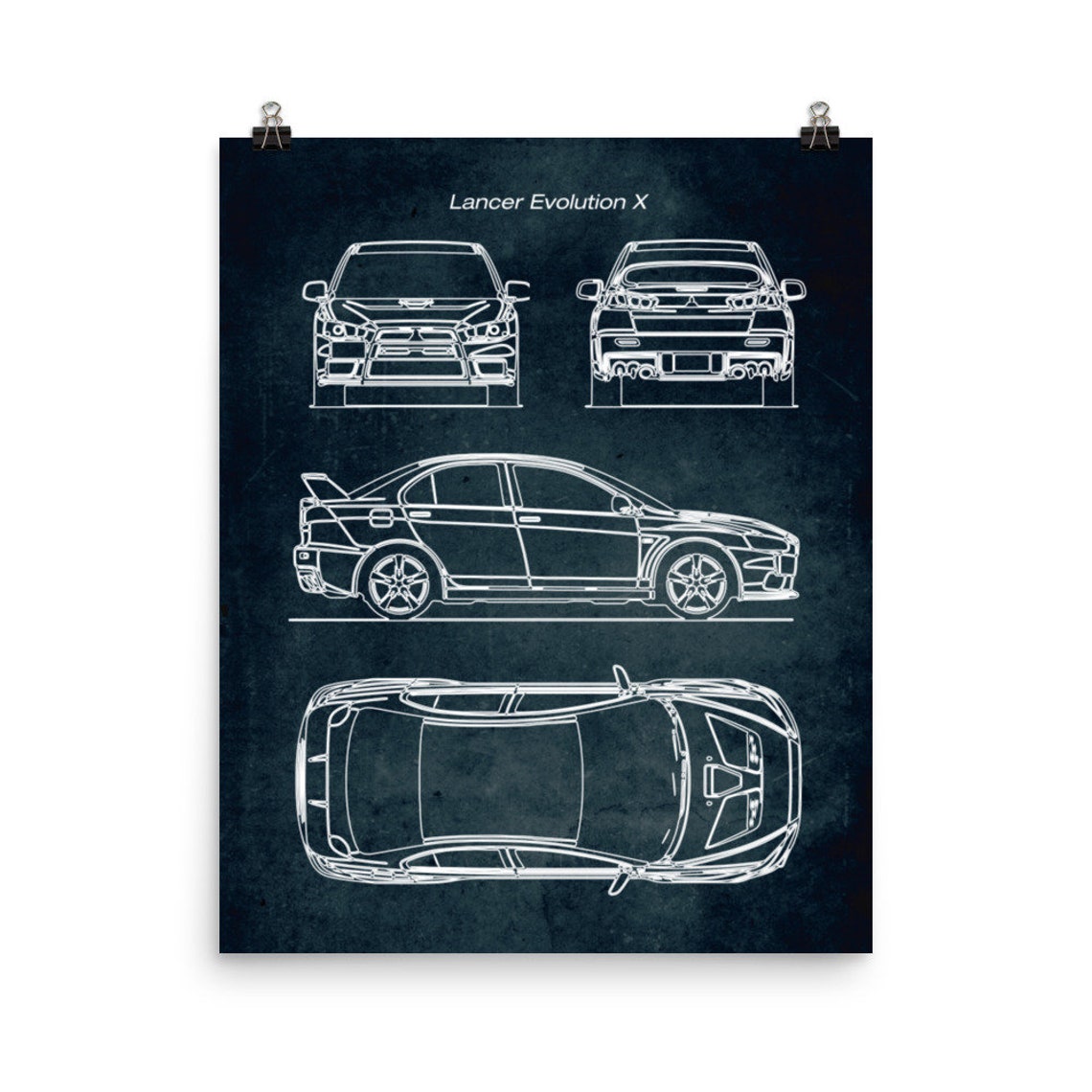 Lancer Evolution X / Car Blueprint Poster / Vintage Style Home Decor Etsy