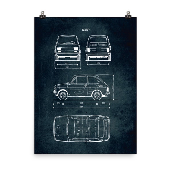 126P / Car Blueprint Poster / Vintage Style Home Decor