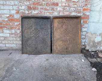 Antique Architectural Salvage cast iron Fireplace covers, matching set.