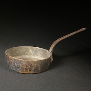 Vintage tin lined solid copper pot with iron handle