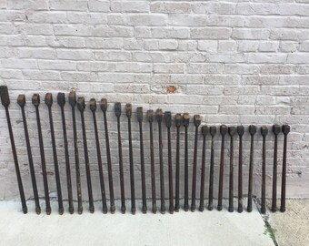 Set of 27 Antique Architectural Salvage Vintage Varnish Wooden Spindles From The Collection Of Fellenz Antiques