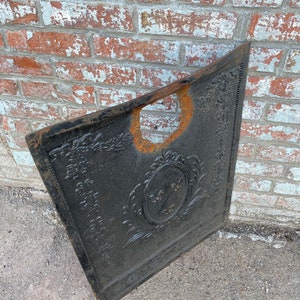 Antique Architectural Salvage cast iron Fireplace Cover. image 7