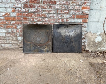 Antique Architectural Salvage cast iron fireplace covers, matched pair.