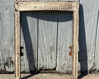 Antique Architectural Salvage Victorian Arts and Crafts Cast Iron Fireplace Surround
