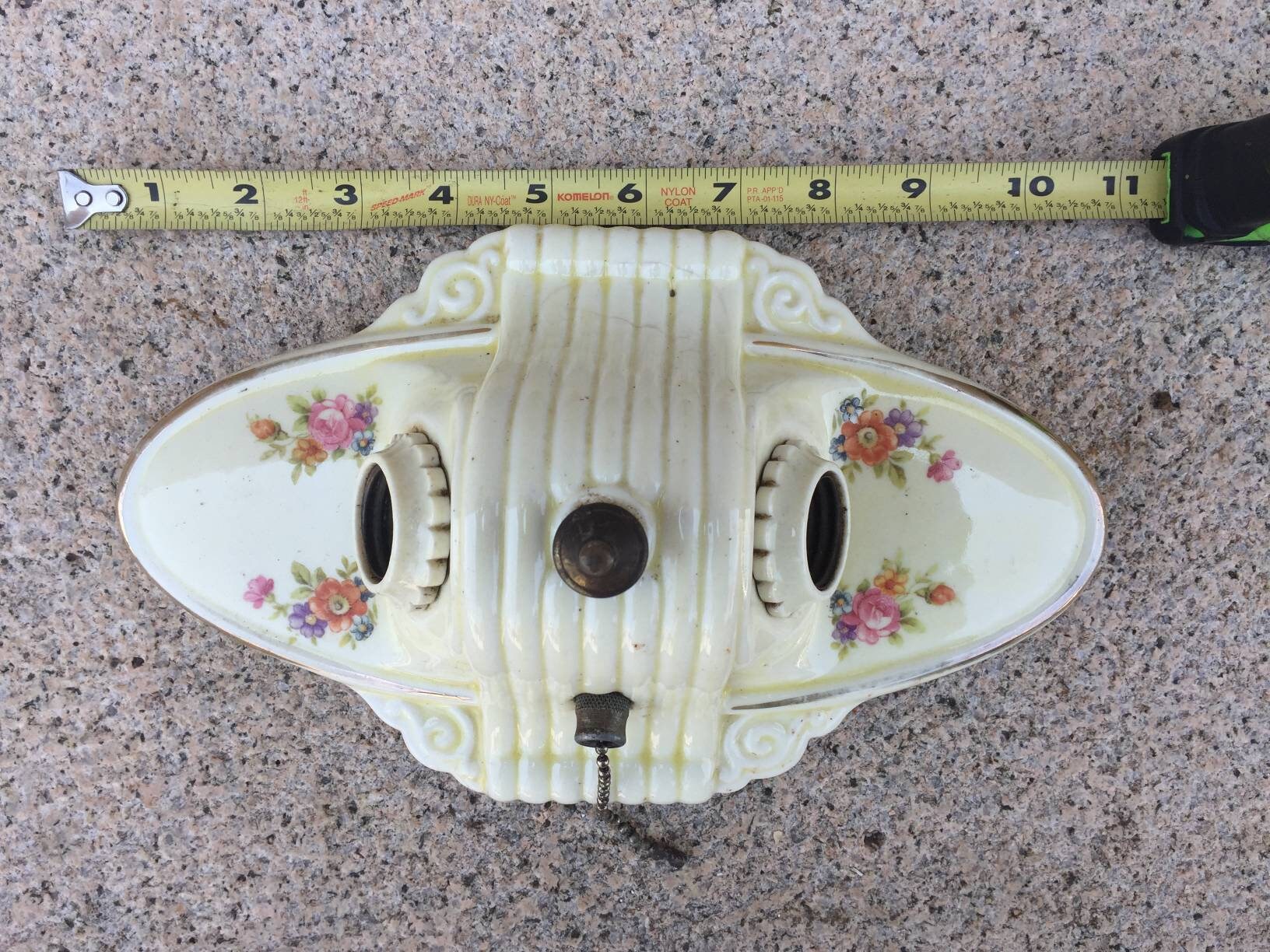Antique Architectural Salvage Porcelain And Brass Double Bare Light Bulb Socket Art Deco From The Collection Of Fellenz Antiques