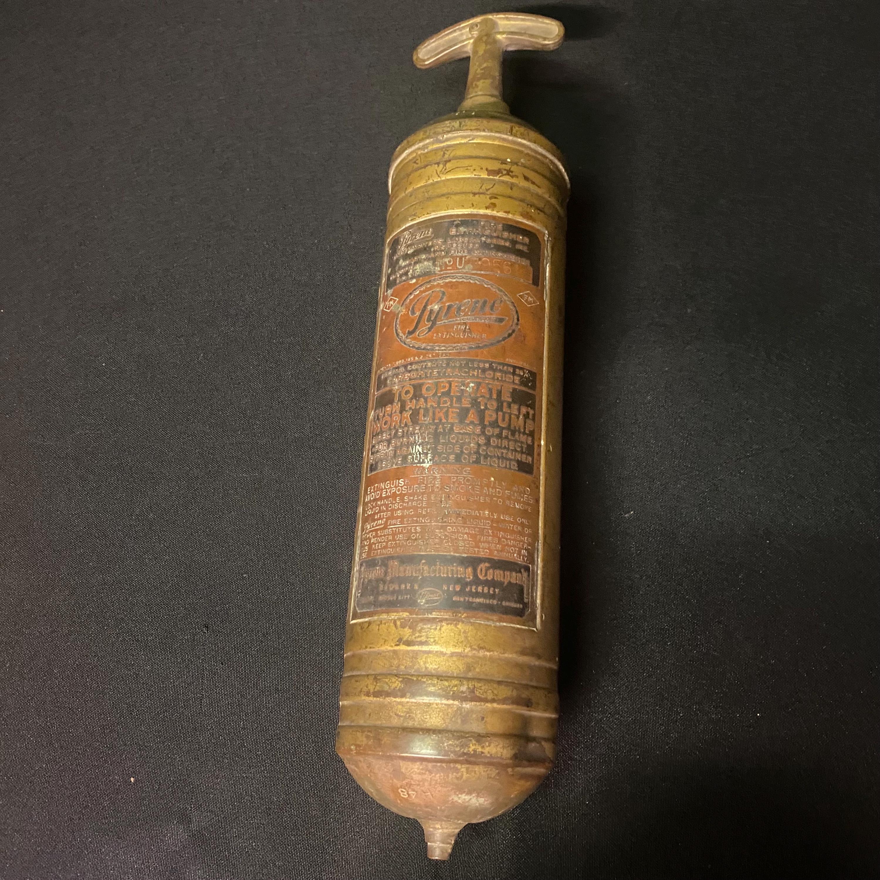 Vintage Arcitechtual Salvage Pyrene Brass Pump Fire Extinguisher