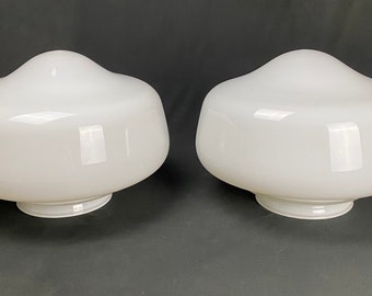 Antique Architectural Salvage Vintage Milk Glass Lamp Shade Set of 2 From The Collection Of Fellenz Antiques