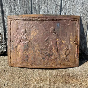 Antique Architectural Salvage Victorian Arts and Crafts Arched Face Cast Iron Fireplace Summer Cover