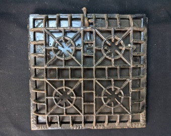 Rustic Antique Vintage Architectural Salvage Cast Iron Grate or Cover from The Collection of Fellenz Antiques