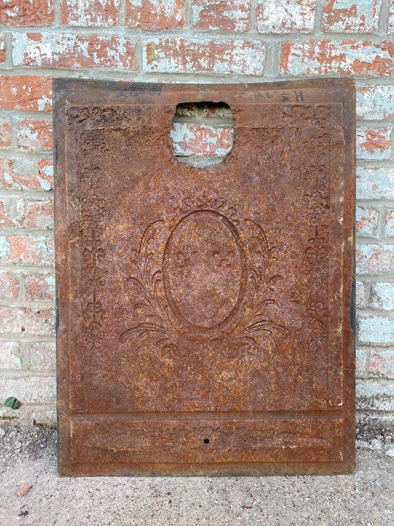 Antique Architectural Salvage cast iron Fireplace Cover. image 9