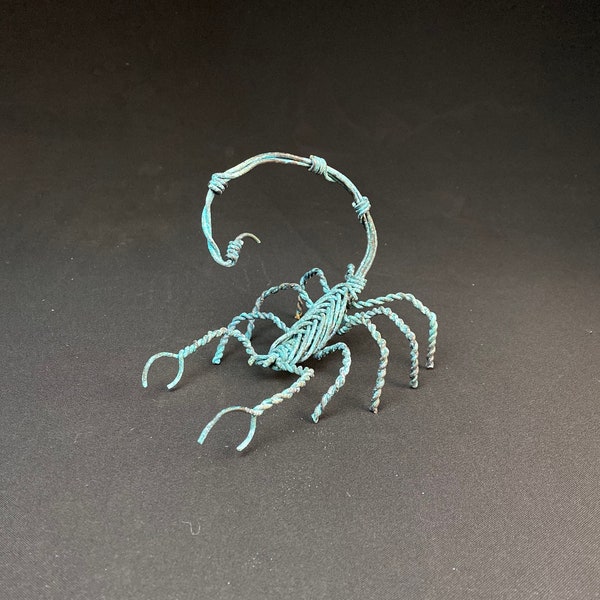 Hand made copper wire scorpion with green/turquoise patina.