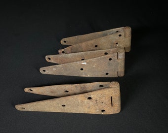 Set of three Antique architectural salvage barn door hinges