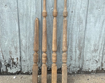 Antique Architectural Salvage Set of 4 Oak Balusters