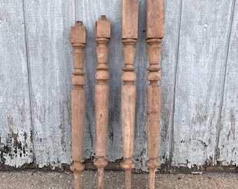 Antique Architectural Salvage Set of 4 Oak Balusters