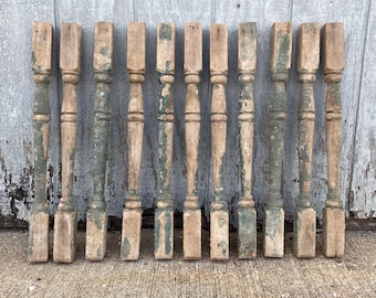 Antique Architectural Salvage Set of 11 Oak Balusters