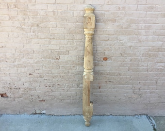 Antique Architectural Salvage Unfinished Half Wooden Newel Post 58'' From The Collection Of Fellenz Antiques